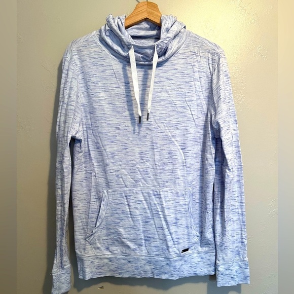 Express Tops - Express White & Blue Hooded Lightweight Sweatshirt